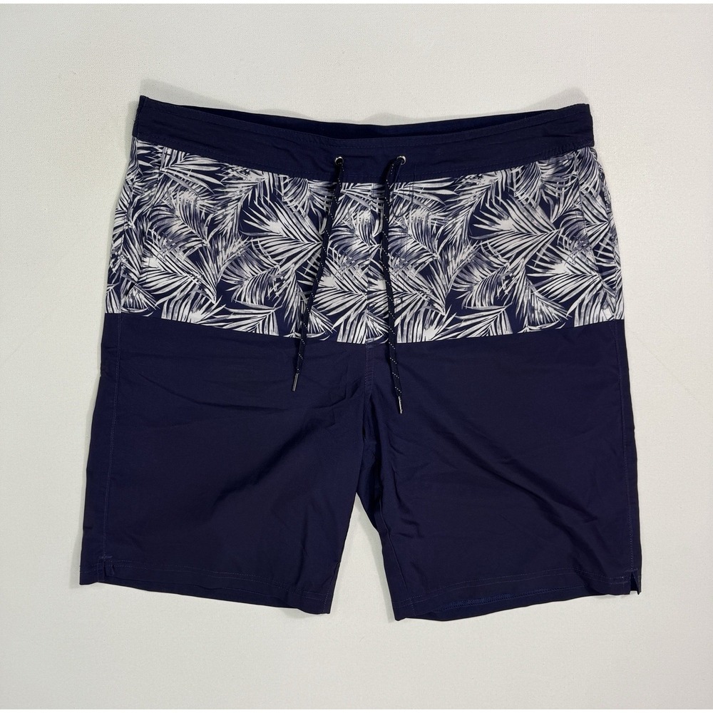 Fair Harbor Swim Trunks Mens XL Blue White Floral Lined Shorts 9.5" Inseam Beach